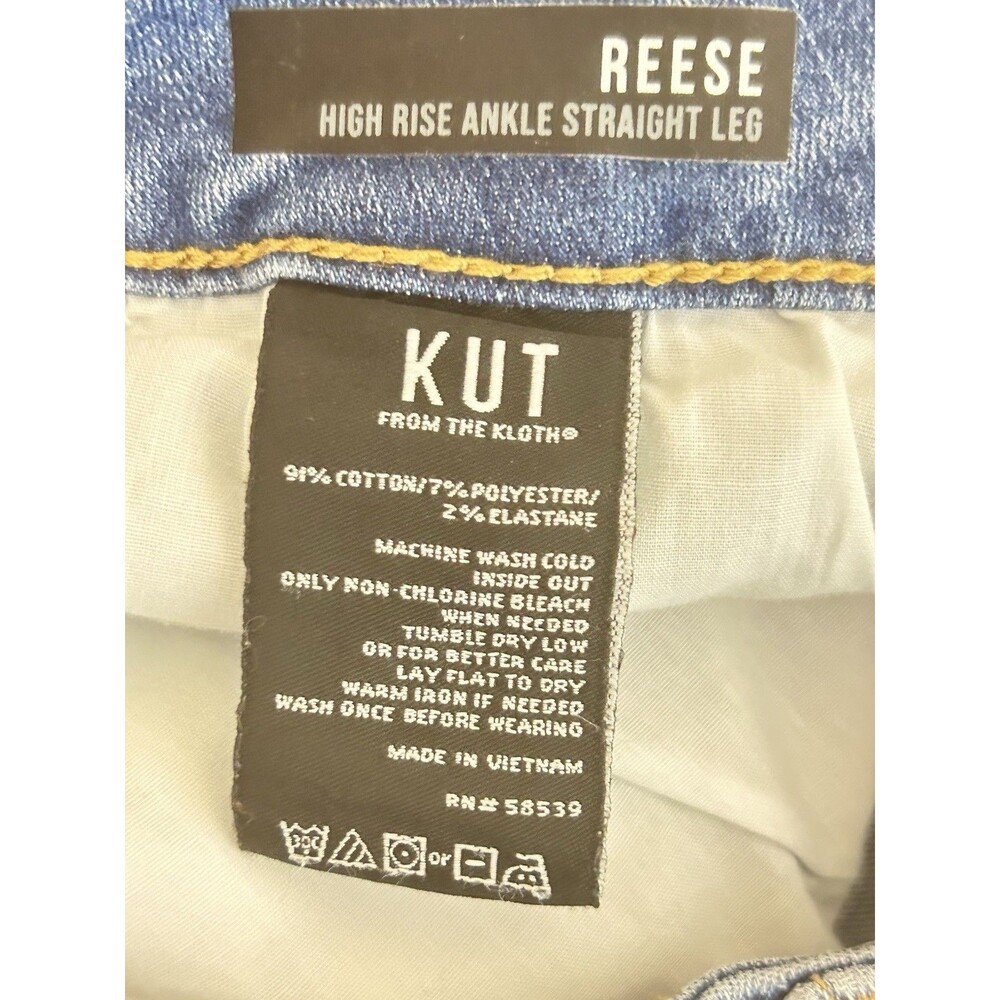 Kut From The Kloth Womens 8 Reese High Rise‎ Ankle Straight Leg Blue Denim Jeans - Picture 7 of 16